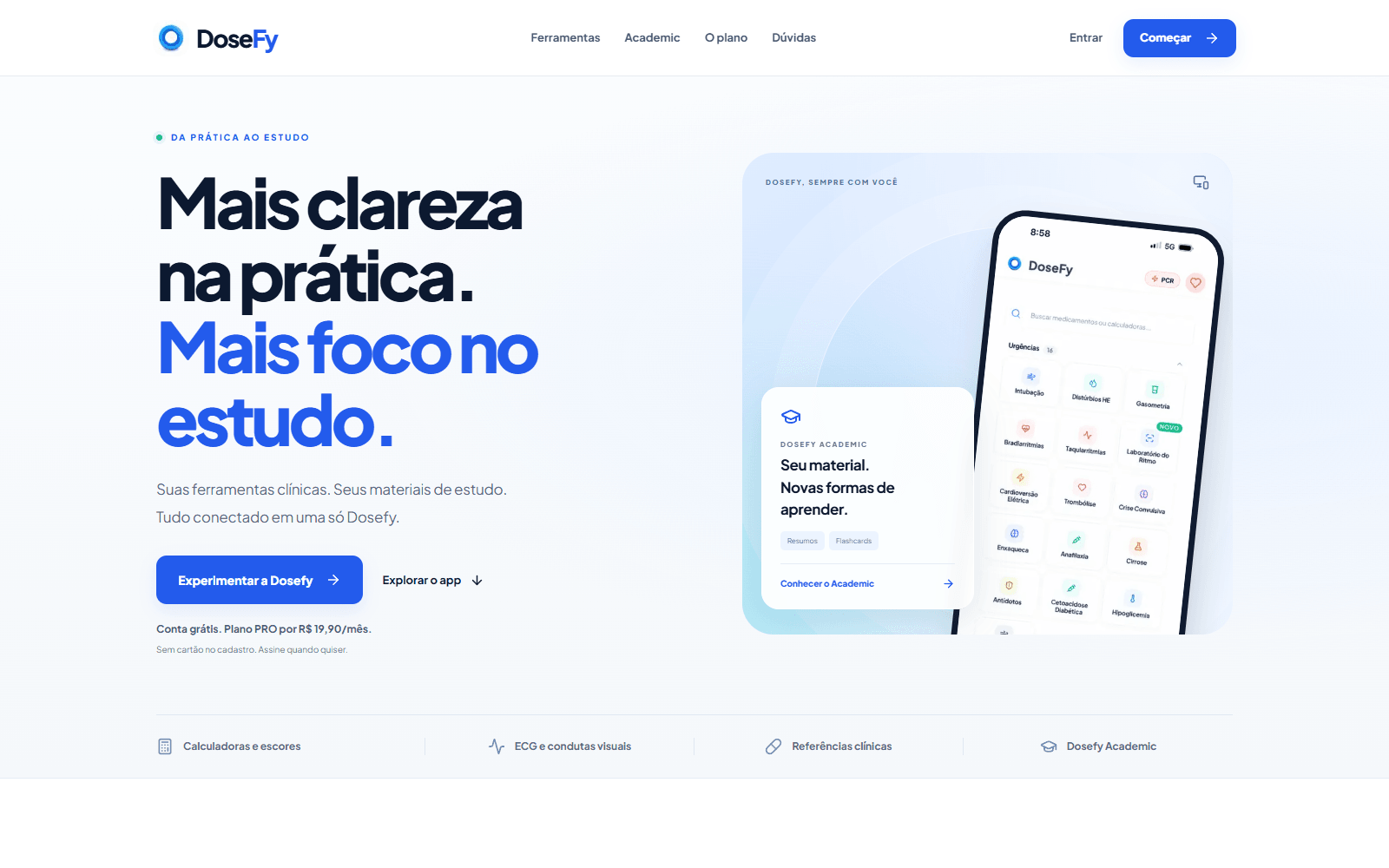 Página inicial pública de Dosefy