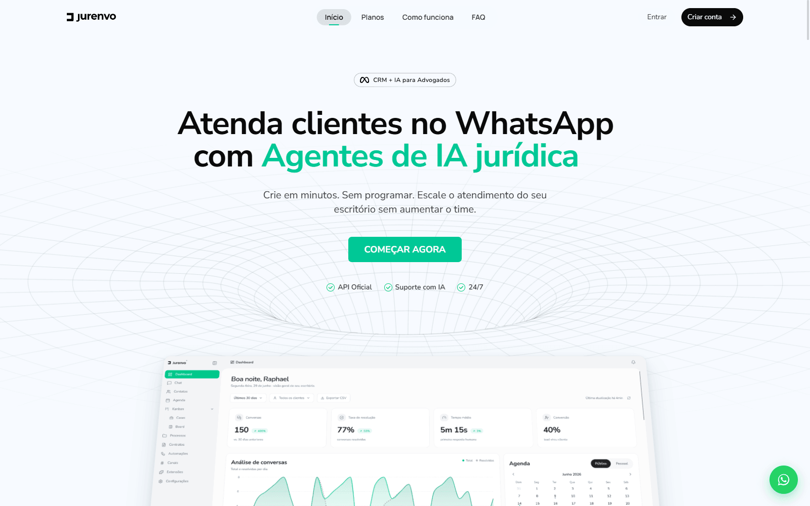 Abertura do site público Jurenvo, com o layout inteiro visível