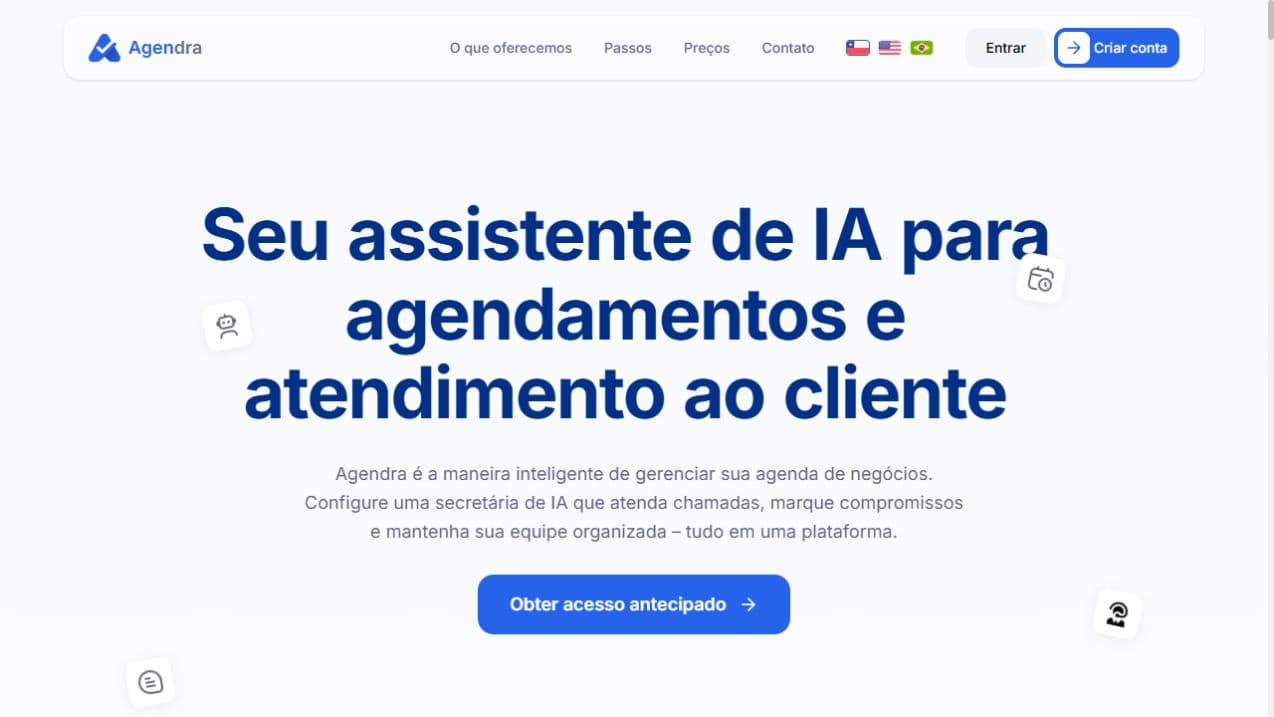 Prévia do projeto Agendra AI